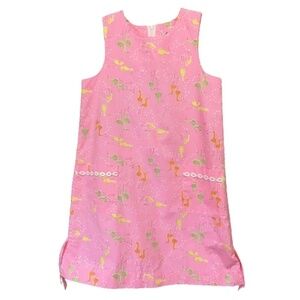 LILLY Pulitzer Beachcomber Bird Shift Dress Rare White Label Vintage Girl Lined